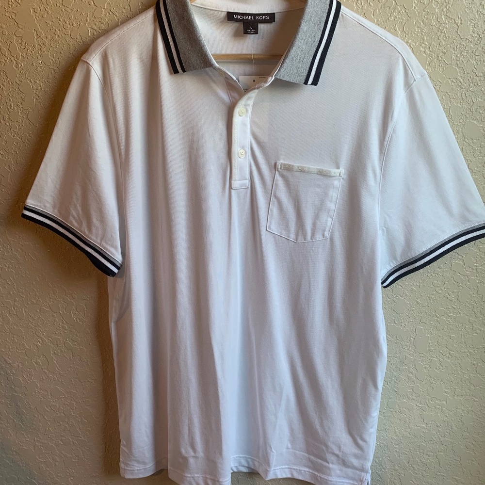 Men's L White Michael Kors Polo